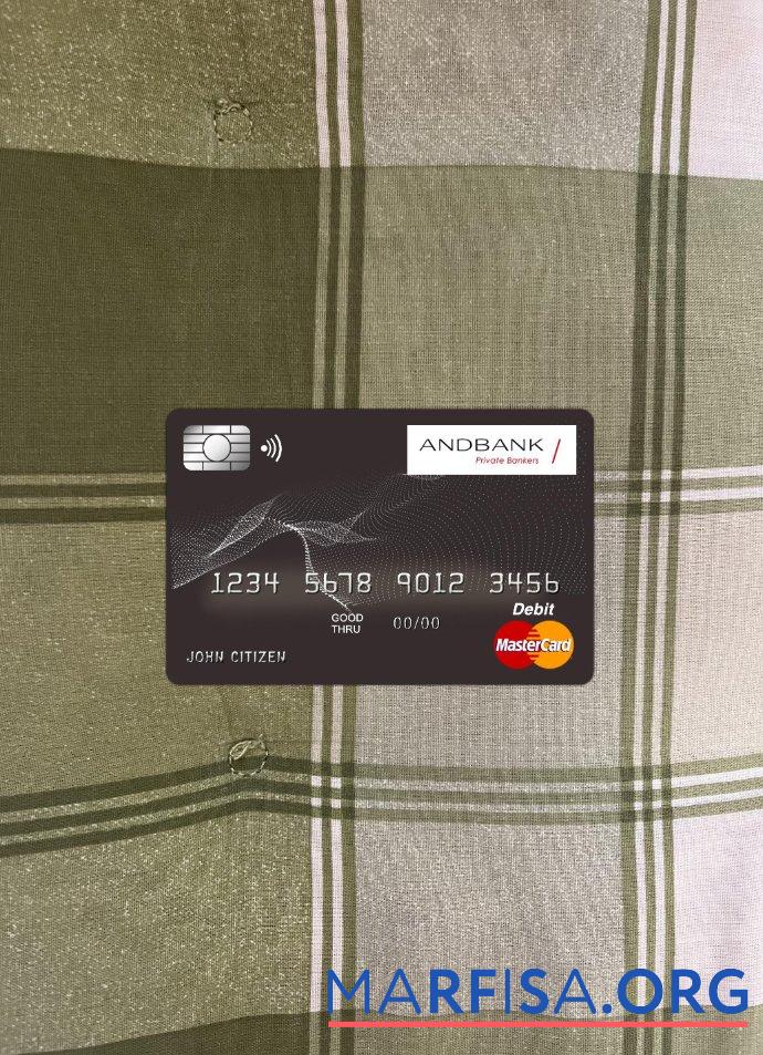 Realistic Andorra Andbank bank master card photolook front sample